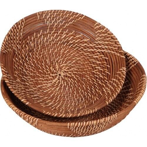 Synergy Store Round Multi-Purpose Rattan Fruit Bowl 2'li Set