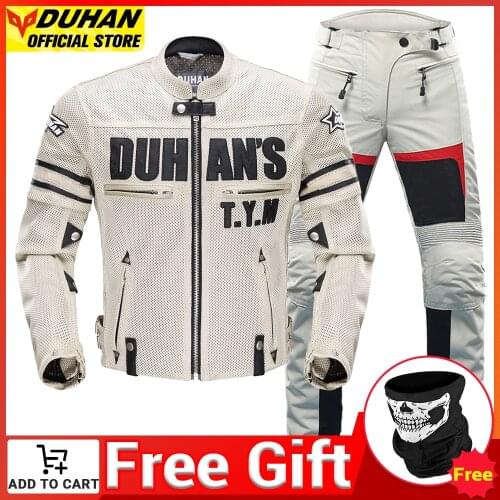DUHAN Motorcycle Jacket Men Motorcycle Armor Protector DUHAN Pants Moto Cycling Jacket Motocross Chaqueta Summer Riding Clothes