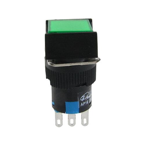 Momentary 1NO 1NC Green Square Button Pushbutton Switch AC 220V 5A