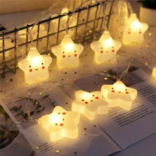 40-10leds Cute Star Led String Lights Fariy Garland Christmas Decorations Lights for Room New Year Holiday Lamp Battery Powered