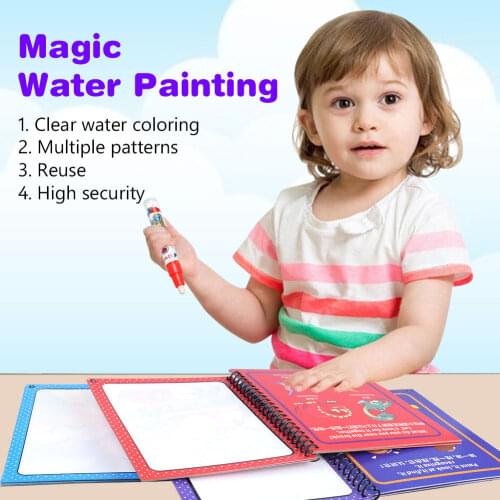 Reusable Magic Water Drawing Writing Book With Magic Pen Board Coloring Painting Tool Toy Early Educational Paper Books