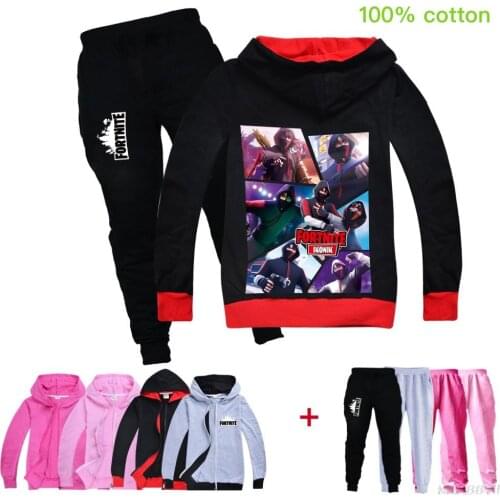 Fortnite Spring and Autumn fashion children wear zipper cardigan cotton cardigan coat + trouser suit