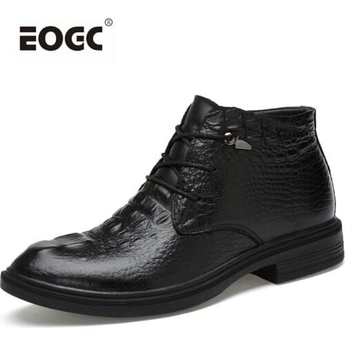 Fashion Men Shoes Plus Size Ankle Boots Men Super Warm Plus Size Natural Leather Snow Boots Handmade Winter Shoes