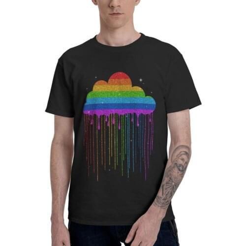 Rainbow Flag Cloud LGBTQ Tshirt Men Unique Tee Tops Cotton T Shirt Short Sleeve Gay Pride Rainbow T-shirt Gift Clothes