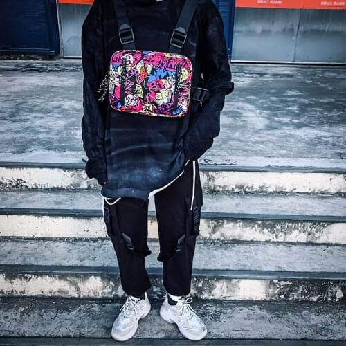 Men Oxford Tactical Chest Bag Women Bullet Street Hip Hop Vest Pack Male Black White Shoulder Square Streetwear Bags 2020