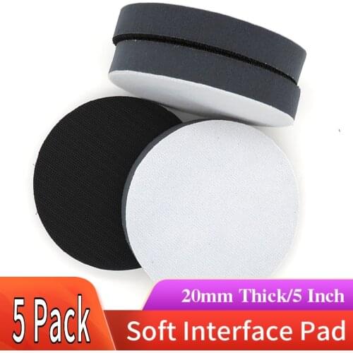 5 Inch 125MM Sponge Soft Interface Pad Sander Buffer Pad Hook and Loop Power Tool Parts, 20MM Thick (Pack of 5)