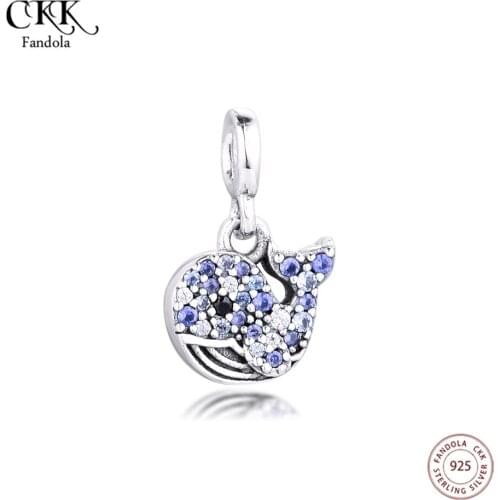 Genuine 925 Sterling Silver My Blue Whale Dangle Original Charms Fits Me Bracelet Metal Beads for Jewelry Making Bijoux 2020
