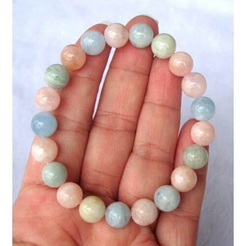 Natural Morganite 9mm Round Beads Stretch Bracelet Women Man Jewelry Accessories Weddings Parties Birthday Gift