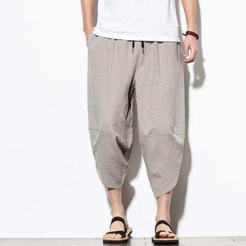 2021 new fashion summer cotton harem pants mens casual hip-hop trousers Cross Bloomers calf trousers jogging streetwear