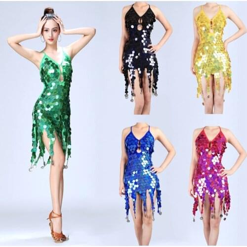 Latin Dance Dress Backless sequins Costumes Latin Dancing Shinning Women Latin dance Night Club Set Competition