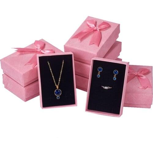 24Pcs Sweet Bowknot Gift Box Rectangle Cardboard Jewelry Boxes Container Earrings Necklace Bracelet Display Case with Sponge Pad