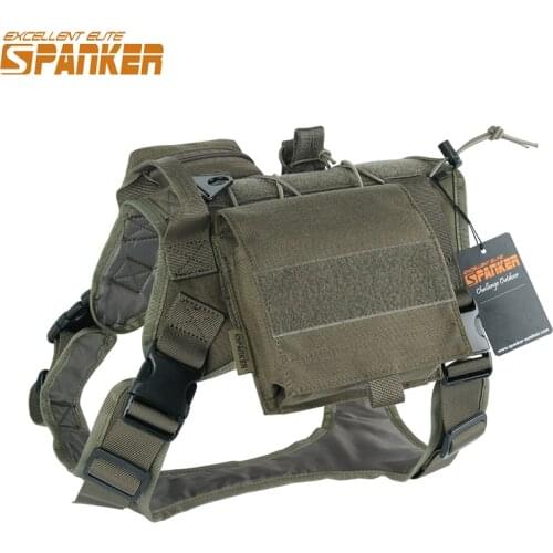 EXCELLENT ELITE SPANKER Tactical Dog Harness Suit Dog K9 Training Molle Combat Harness Adjustable Training Vest With Handle