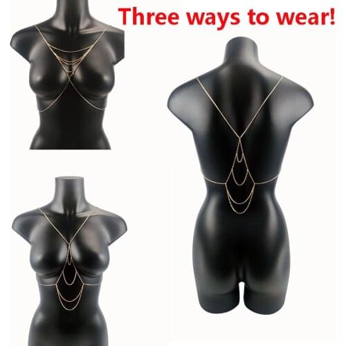 Multiple Ways To Wear Body Jewelry Chest Chains Sexy Bikini for Women Summer Accessories Beach Goth Body Chain Luxury Waist Top
