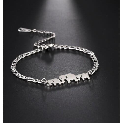 Skyrim Cutie Elephant Adjustable Bracelets for Women Girls Stainless Steel Three Elephants Charm Bracelet Jewelry Gifts 2021