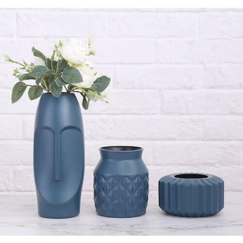 Modern Flower Vase Home Decor Living Room Imitation Ceramic Plastic Vases Table Nordic Style Flower Pot Home Decoration Ornament