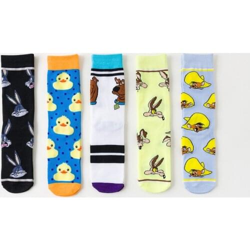 Cartoon Mouse Sports Big Wolf All-cotton Socks Mens and Womens Couple Socks European American Personality Mens Socks