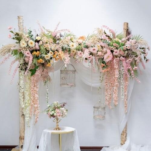 Wedding decoration, arched door, wall hanging, pink hanging, flower arrangement, wedding creative decoration, flower