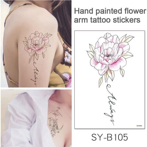 2Pcs Fashion Colorful Flowers Hummingbird Tattoo Waterproof Temporary Tattoo Sticker Body Art for Women