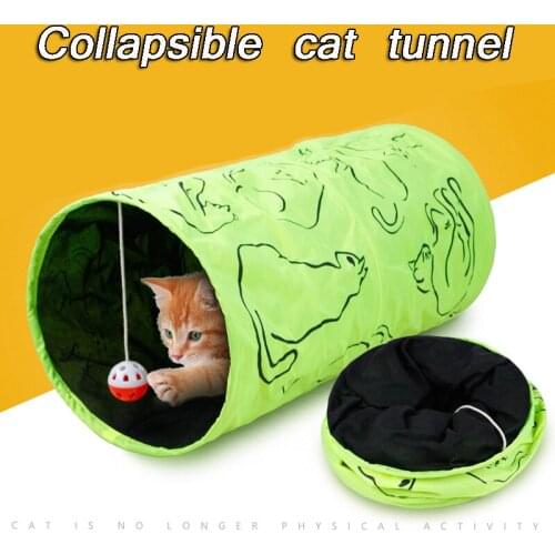 Cat Tunnel Bell Ball Interactive Toy Pet Drill Hole Funny Squeak Tease Toy Dog Accessories Pet Products Kitten Stuff Collapsible