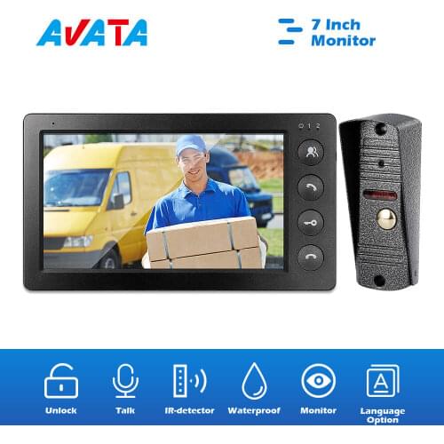 Video Doorbell Intercoms for the Apartment 7 Inch Wired Monitor Support Hand-free Talk Unlock Monitoring Rainproof IR Doorphone