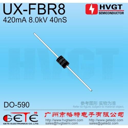HVGT,High voltage diode 8KV, UX-FBR8, Silicon rectifier,420mA 8kV 40ns, Ultra-Fast Recovery, For X-ray power supply,10pcs/LOT