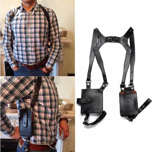 Yeahmart Man Leather Anti-Theft Safety Wallet Bag Travel Outdoor Hidden Underarm Holster Shoulder Phone Case Wallets Bags Black