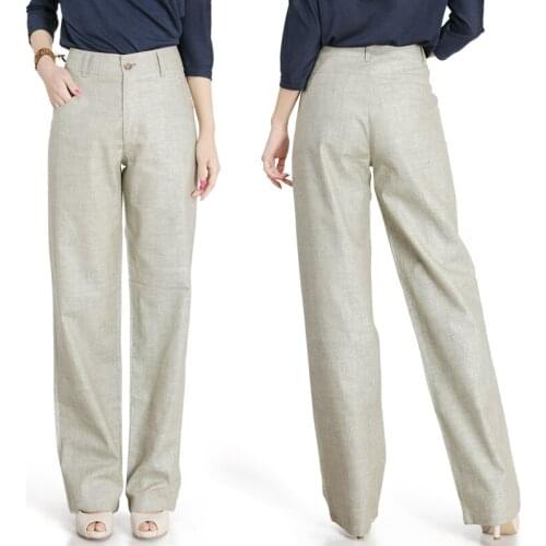 Women fashion New Casual Wide Leg Pants Autumn Fashion Plus Size Loose Trousers High Waist Buttons Office Straight Pants