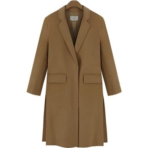 Savabien Winter Jacket Women Slim Wool Coats High Quality Turn-down Collar Vintage Elegant Wool Jacket Ladies Trench Coat Camel