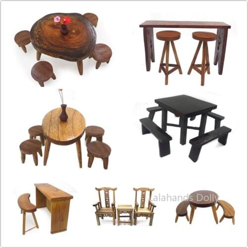 1:12 Dollhouse Mini Living Room, Dining Room, Kitchen, Bar Table and Chair Set Simulation Restaurant Miniature Scene Model