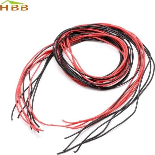 1Set 22AWG Gauge Wire Silicone Flexible Stranded V# Copper Cables 5m For RC Black Red #046