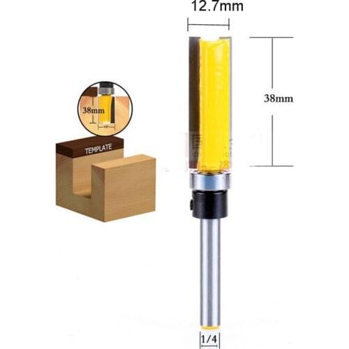 1piece 1/4 shank 12.7mm lengthening 38mm trimming end mill trimmer cleaning wood working tools milling cutter