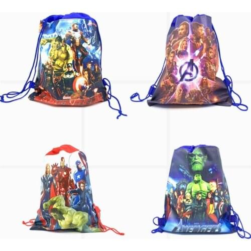 1pcs Super Hero Theme Spideerman Avvenger Huck Non-Woven Drawstring Bag Fabric Backpack Kids Boy Birthday Party Decor School Bag