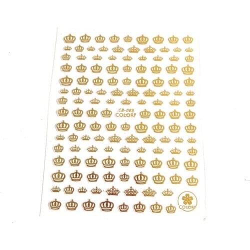 10PCS Golden Crown Black Crown Nail Art Sticker Leaf Flower Nail Art Slider Geometric Letter Designer Nail Art Decoration Decal