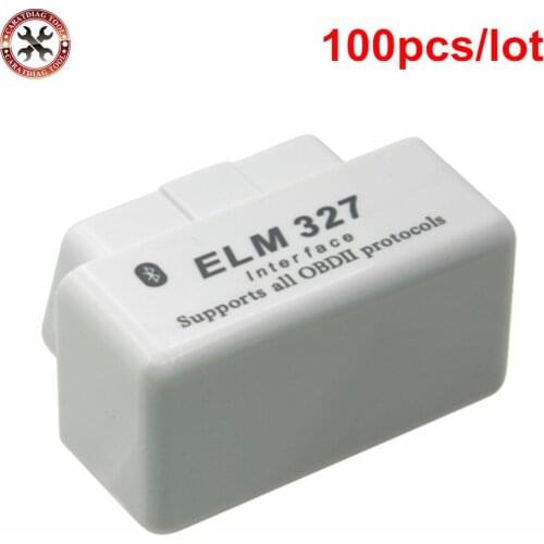 100pcs/lot White Super Mini ELM327 Bluetooth V2.1 OBD2 Mini Elm327 Car Diagnostic Scanner Tool For ODB2 OBDII Protocols