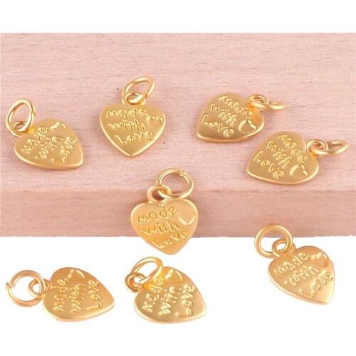 12pcs 23404 Gold Color Love Heart Charms Pendant For Jewelry Making Bracelet Handmade Accessories
