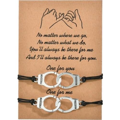 40GB 2Pcs Handcuff Freedom Justice Charm Friendship Couple Lover Bracelets Kit Unisex