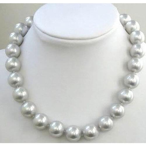2021 (min order 1) Long 10mm South Gray Sea Shell Pearl Round Beads Necklace 24"Beads Jewelry Natural Stone Valentines Day Gift