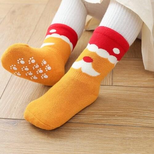 3Pcs Winter Baby Toddlers Soft Cotton Thicken Christmas Cartoon Socks for Kids Newborn Infant Dispensing Non-slip Floor Socks