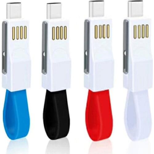 3 in 1 Universal Compatility Micro USB Type-C Fast Charging Cable Cord Magnetic Keyring for iPhone Android