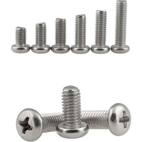50pcs M2M2.5M3 304 stainless steel cross half round head small screws
