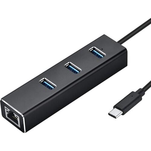 Type C USB 3.0 HUB to Ethernet Network Adapter 1000 Mbps RJ45 USB 3.0 Ports Aluminum Splitter for MacBook Air Pro Accessories