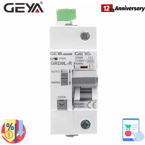 GEYA Din Rail Automatic Recloser Circuit Breaker GRD9L-R GYM9 1P 6KA MCB Self-Reclosing Device with CE Certificate