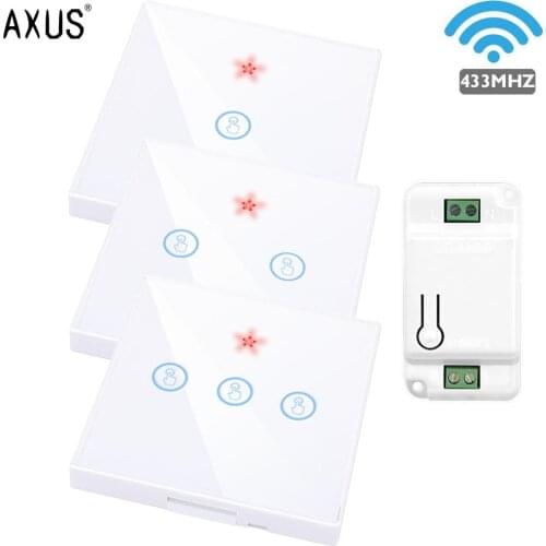 AXUS Smart Home Wireless Touch Switch Tuya 433Mhz Remote Control Glass panel Screen Receiver wall light EU Standard Led Lamp