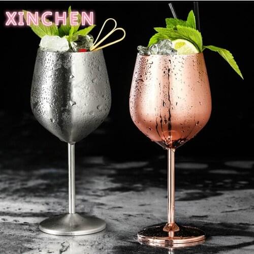 304 Stainless Steel Red Wine Glass Silver Rose Gold Goblets Juice Drink Champagne Goblet Party Barware Kitchen Tools 500ml