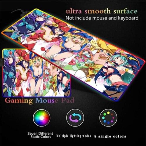 Anime Large Gaming RGB LED Backlight Mousepad Lock Edge Washable Mouse Pad Rubber Gamer Laptop Desk Mat for Sexy Girl Big Breast