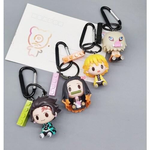 4pieces/set Anime Demon Slayer Kimetsu No Yaiba Keychain Tanjirou Kyoujurou Muichirou Shinobu Muzan Acrylic Keyring Car Pendant