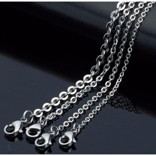 1.5/2/2.4/3.2mm 5/10/20/50/100pcs Stainless Steel Silver Color Cross Chain Necklace Finding Pendant DIY Wholesale Jewelry 16-40"
