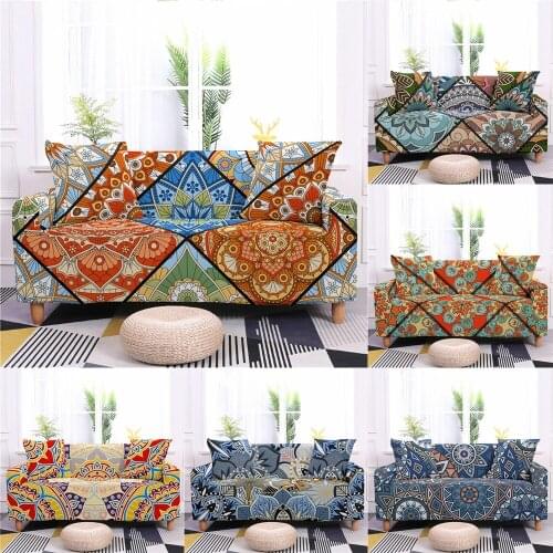 1/2/3/4 Seaters Bohemia Sofa Cover For Living Room Home Decor Ethnic Style Stretch Mandala Sofa Couch Protective Cover Slipcover