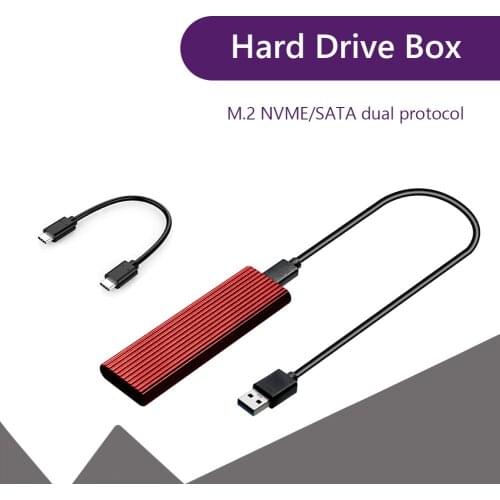 M.2 SSD Case USB3.1 NVME NGFF M/B Key External Hard Drive 10Gbps Enclosure Box Portable Hard Drive for Computers