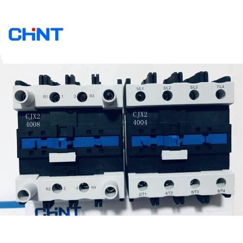 CHINT CJX2-4004 CJX2-4008 40A AC Contactor 4NO 2NO-2NC 220V 380V Rail Mount Contactor Industrial Electric